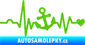 Samolepka Srdeční tep 031 levá kotva 3D karbon zelený kawasaki