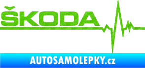Samolepka Srdeční tep 034 levá Škoda 3D karbon zelený kawasaki