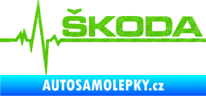 Samolepka Srdeční tep 034 pravá Škoda 3D karbon zelený kawasaki