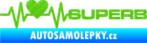 Samolepka Srdeční tep 072 pravá Superb 3D karbon zelený kawasaki