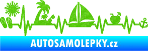Samolepka Srdeční tep 094 pravá dovolená u moře 3D karbon zelený kawasaki