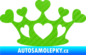 Samolepka Srdíčka korunka 3D karbon zelený kawasaki