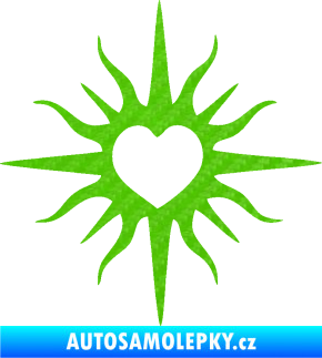 Samolepka Srdíčko 006 3D karbon zelený kawasaki
