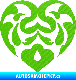Samolepka Srdíčko 007 3D karbon zelený kawasaki