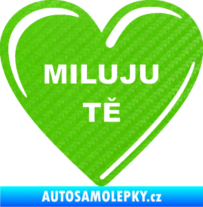 Samolepka Srdíčko 015 miluju tě 3D karbon zelený kawasaki