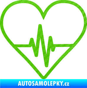 Samolepka Srdíčko 017 ekg křivka 3D karbon zelený kawasaki