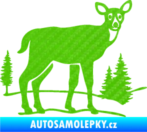 Samolepka Srna 002 pravá s krajinou 3D karbon zelený kawasaki
