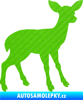 Samolepka Srneček 001 pravá 3D karbon zelený kawasaki