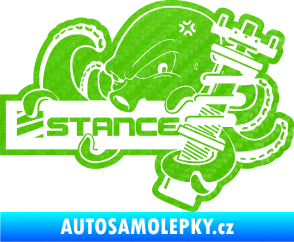 Samolepka Stance nápis s chobotnicí 3D karbon zelený kawasaki