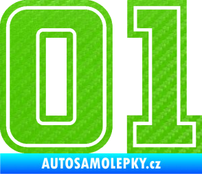 Samolepka Startovní číslo 01 typ 5 3D karbon zelený kawasaki