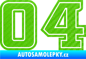 Samolepka Startovní číslo 04 typ 5 3D karbon zelený kawasaki