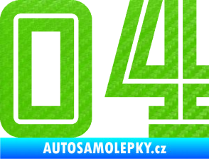 Samolepka Startovní číslo 04 typ 7 3D karbon zelený kawasaki