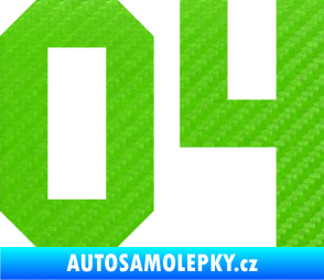 Samolepka Startovní číslo 04 3D karbon zelený kawasaki