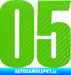 Samolepka Startovní číslo 05 typ 2 3D karbon zelený kawasaki