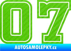 Samolepka Startovní číslo 07 typ 5 3D karbon zelený kawasaki