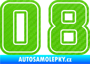 Samolepka Startovní číslo 08 typ 5 3D karbon zelený kawasaki