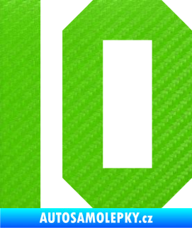 Samolepka Startovní číslo 10 3D karbon zelený kawasaki