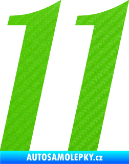 Samolepka Startovní číslo 11 typ 3   3D karbon zelený kawasaki