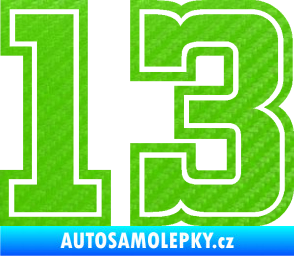 Samolepka Startovní číslo 13 typ 5 3D karbon zelený kawasaki