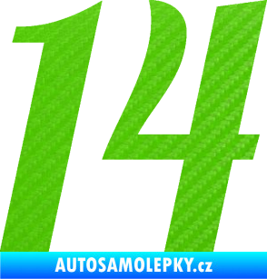 Samolepka Startovní číslo 14 typ 3      3D karbon zelený kawasaki