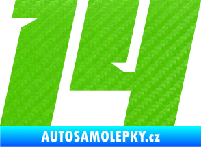 Samolepka Startovní číslo 14 typ 6 3D karbon zelený kawasaki