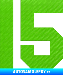 Samolepka Startovní číslo 15 3D karbon zelený kawasaki