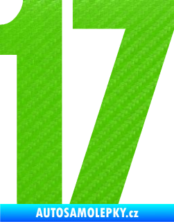 Samolepka Startovní číslo 17 typ 2    3D karbon zelený kawasaki