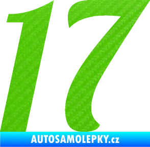 Samolepka Startovní číslo 17 typ 3        3D karbon zelený kawasaki
