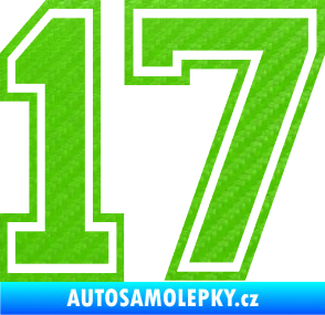 Samolepka Startovní číslo 17 typ 4 3D karbon zelený kawasaki