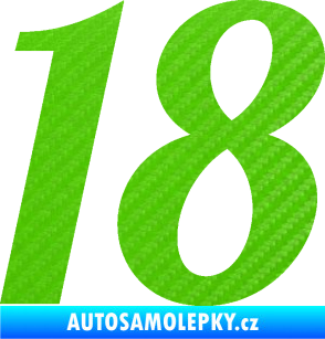 Samolepka Startovní číslo 18 typ 3         3D karbon zelený kawasaki