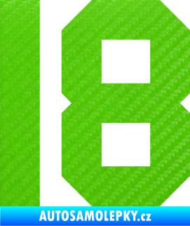 Samolepka Startovní číslo 18 3D karbon zelený kawasaki