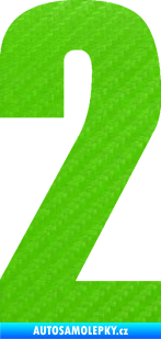 Samolepka Startovní číslo 2 typ 2   3D karbon zelený kawasaki