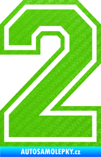 Samolepka Startovní číslo 2 typ 4 3D karbon zelený kawasaki