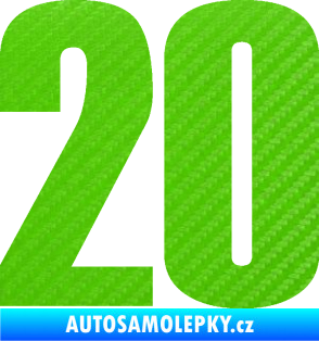 Samolepka Startovní číslo 20 typ 2       3D karbon zelený kawasaki
