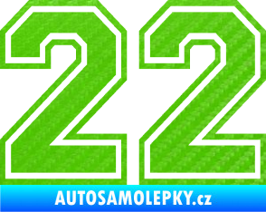 Samolepka Startovní číslo 22 typ 4 3D karbon zelený kawasaki