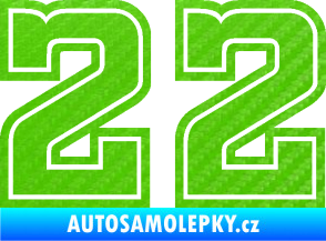Samolepka Startovní číslo 22 typ 5 3D karbon zelený kawasaki