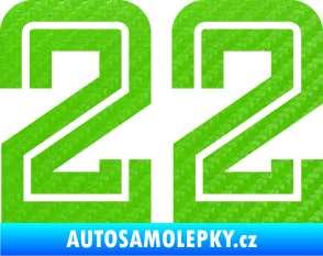 Samolepka Startovní číslo 22 typ 7 3D karbon zelený kawasaki