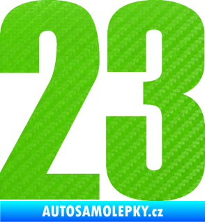 Samolepka Startovní číslo 23 typ 2          3D karbon zelený kawasaki