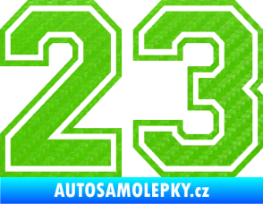 Samolepka Startovní číslo 23 typ 4 3D karbon zelený kawasaki