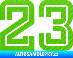 Samolepka Startovní číslo 23 typ 7 3D karbon zelený kawasaki