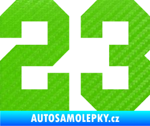 Samolepka Startovní číslo 23 3D karbon zelený kawasaki