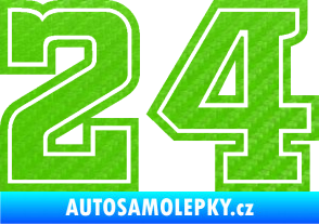 Samolepka Startovní číslo 24 typ 5 3D karbon zelený kawasaki