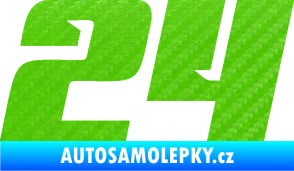 Samolepka Startovní číslo 24 typ 6 3D karbon zelený kawasaki