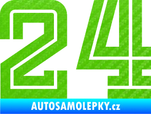 Samolepka Startovní číslo 24 typ 7 3D karbon zelený kawasaki