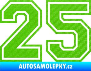 Samolepka Startovní číslo 25 typ 4 3D karbon zelený kawasaki