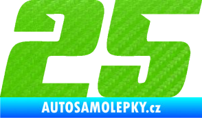 Samolepka Startovní číslo 25 typ 6 3D karbon zelený kawasaki