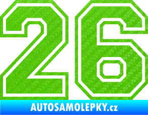 Samolepka Startovní číslo 26 typ 4 3D karbon zelený kawasaki