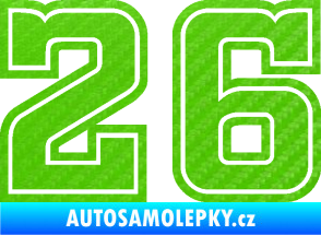 Samolepka Startovní číslo 26 typ 5 3D karbon zelený kawasaki