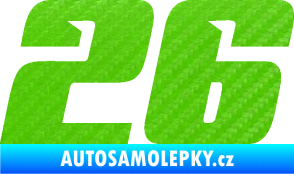 Samolepka Startovní číslo 26 typ 6 3D karbon zelený kawasaki