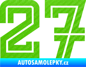 Samolepka Startovní číslo 27 typ 7 3D karbon zelený kawasaki